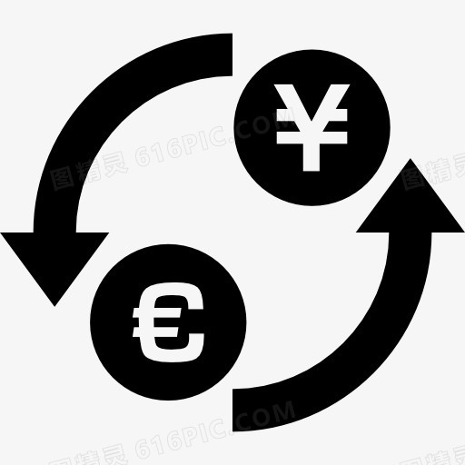 美元兑日元兑换货币符号与箭头圈图标