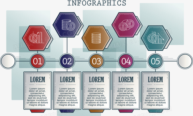 流程操作步骤信息图创意矢量素材