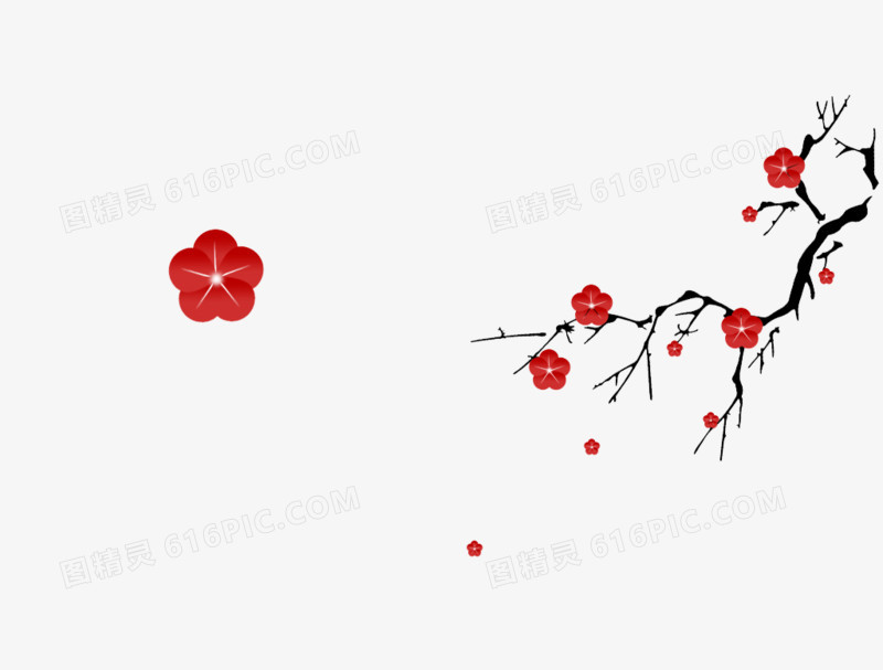 中国风红色梅花花瓣素材