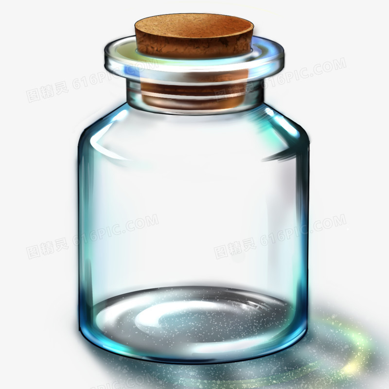 淡蓝色带瓶塞透明空瓶子