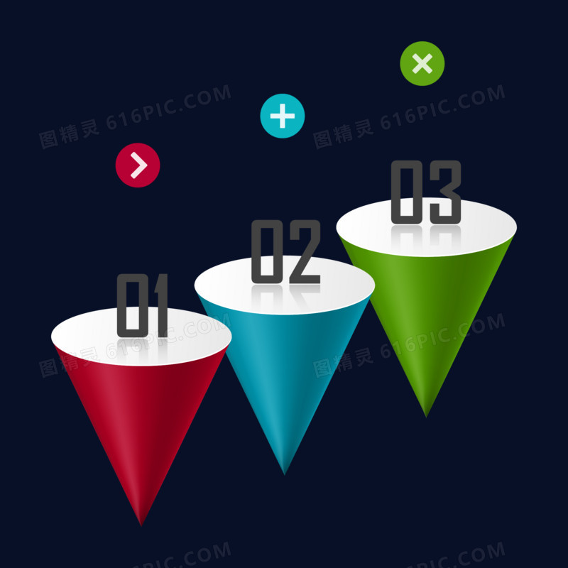 彩色标题序号免抠矢量PPT元素