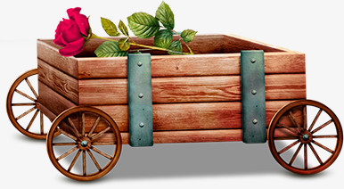 木质推车里的玫瑰七夕情人节