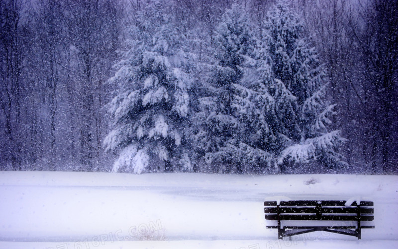 高清创意唯美冬天雪景椅子合成