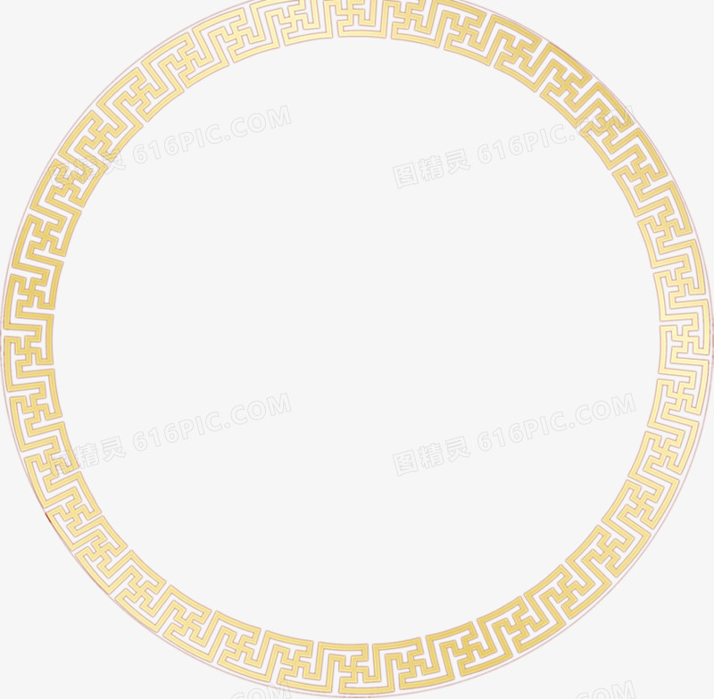 中国风花纹回形黄色圆环中秋