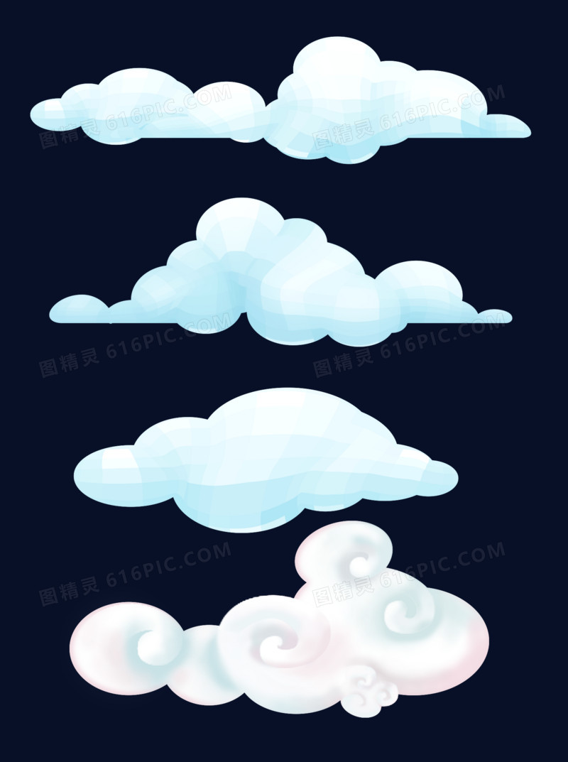 蓝色云朵手绘卡通海报背景