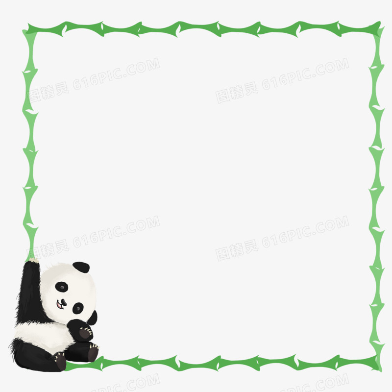 卡通简约熊猫边框元素