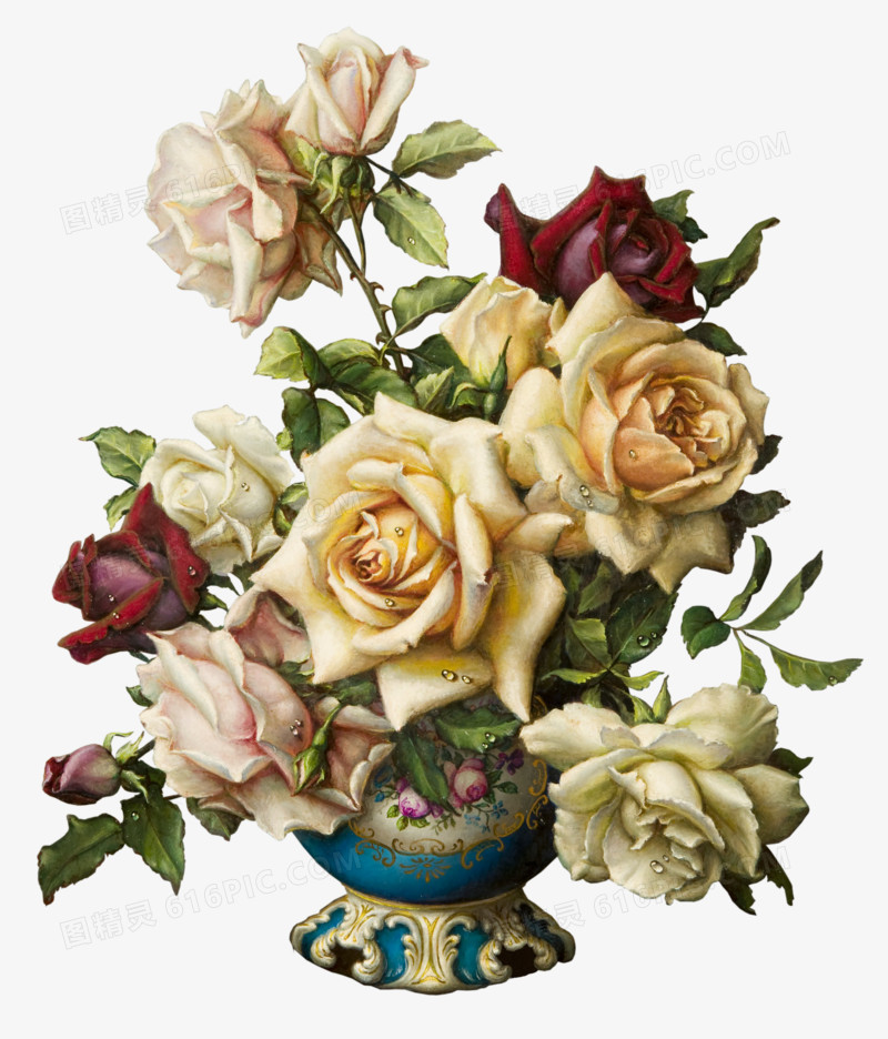 欧式手绘花卉花瓶