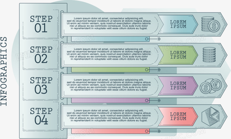 流程操作步骤信息图创意矢量素材