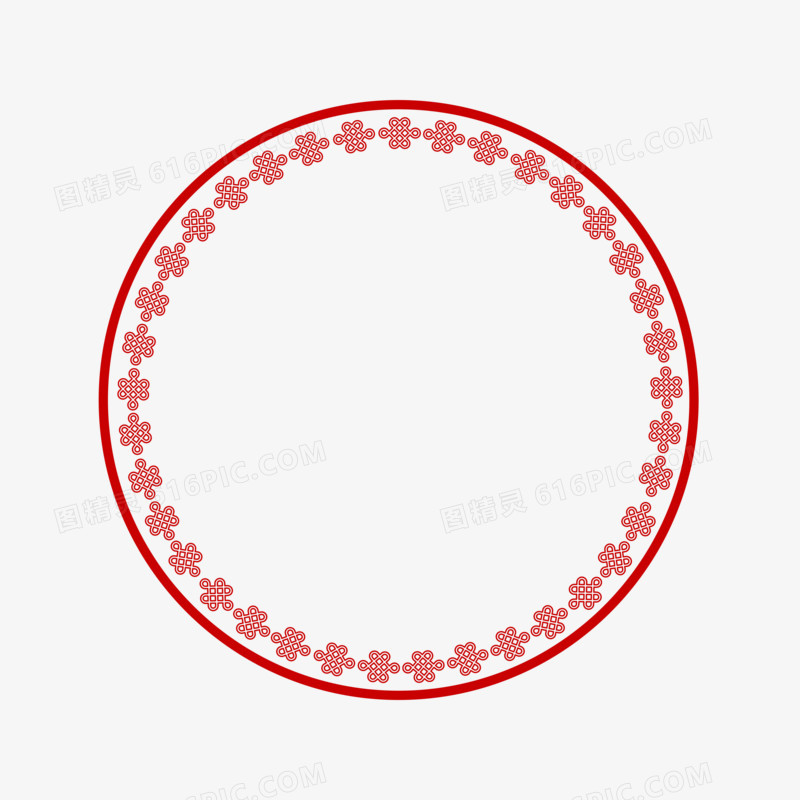 中式红色同心结圆形边框元素