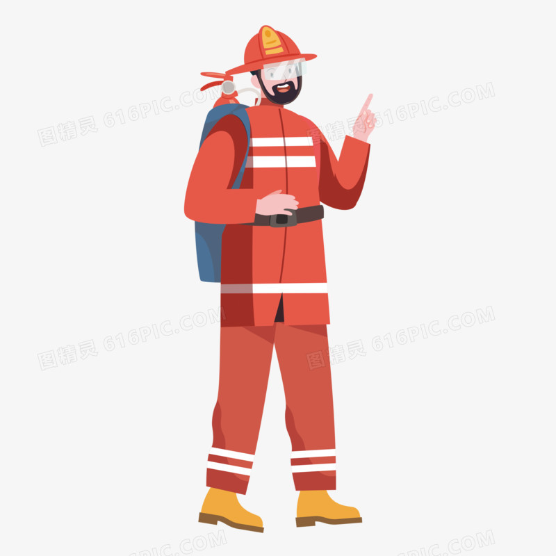 手绘卡通消防员人物形象元素
