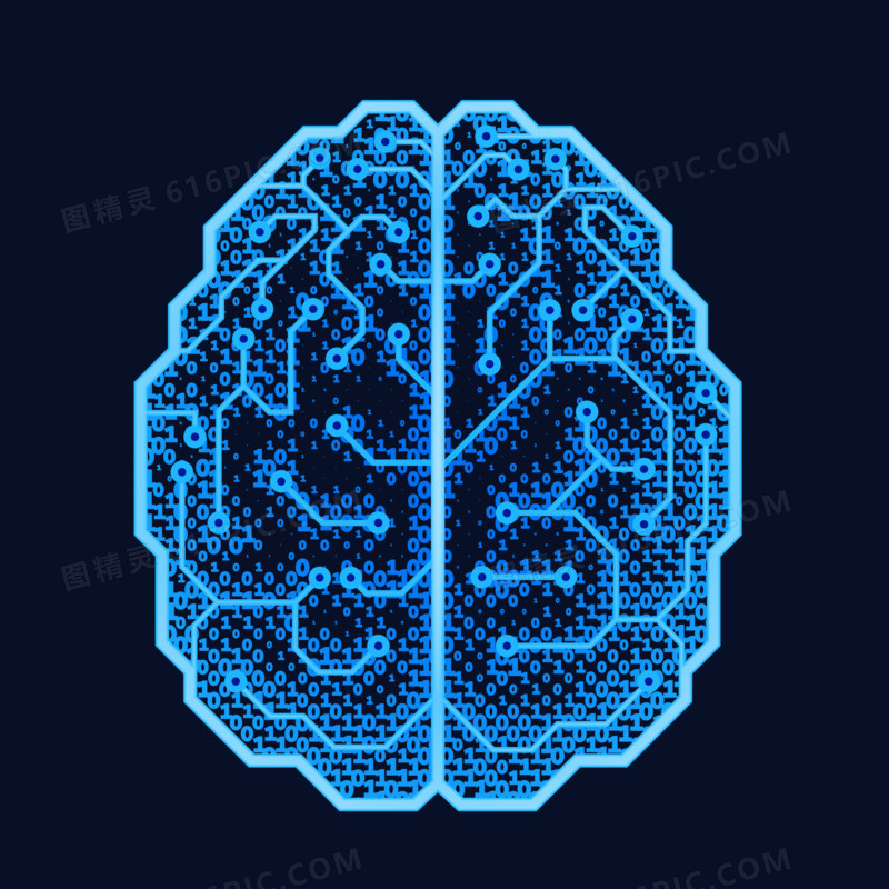 蓝色科技感大脑矢量元素