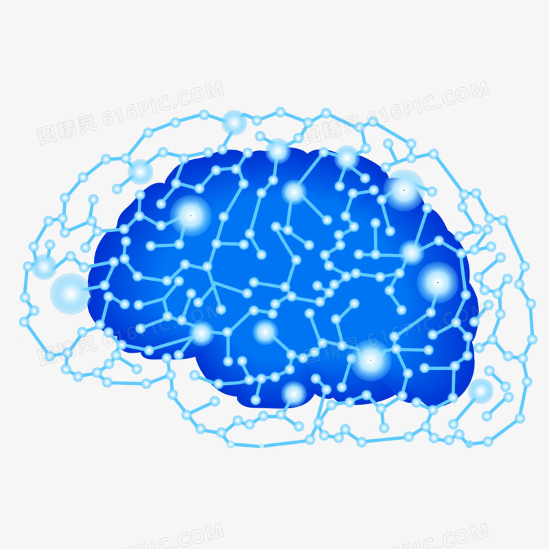 蓝色科技感大脑免抠元素