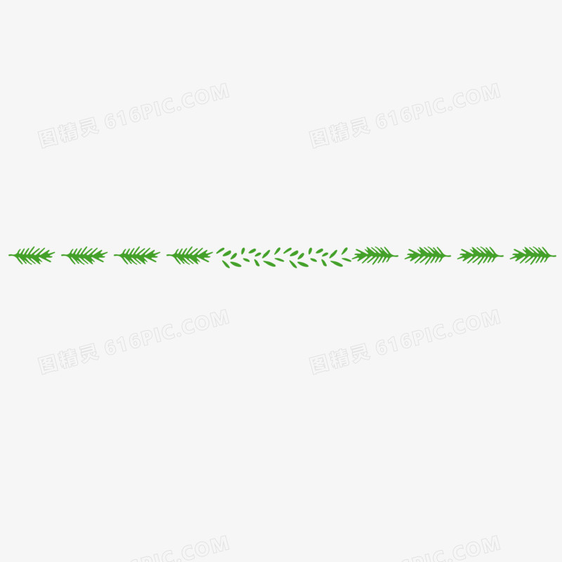 手绘矢量绿叶分割下划线免抠装饰元素