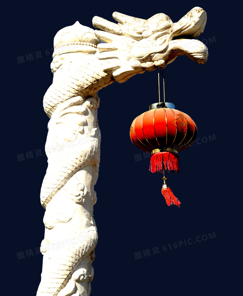 白色中国风华表灯笼装饰图案