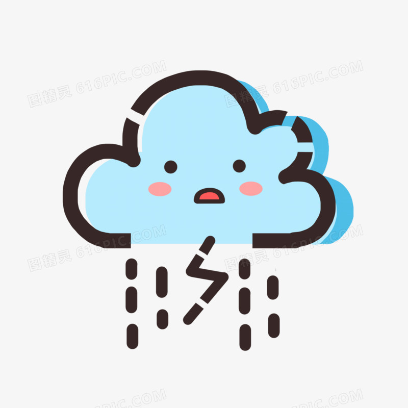 卡通国际气象节图标天气手绘拟人化气象气象图标气象日气象节雨天图