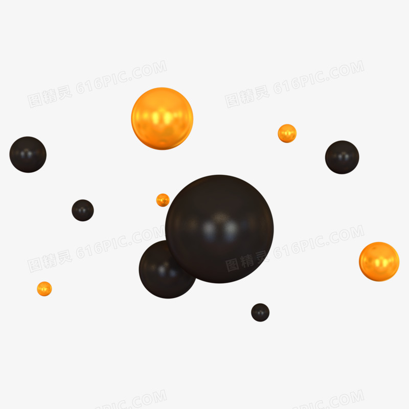 黑金简约C4D立体创意小球漂浮装饰元素