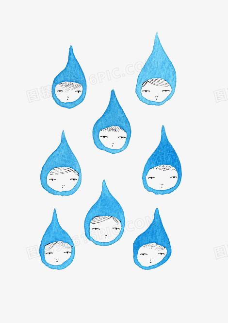 关键词:插画卡通手绘雨滴水滴水彩蓝色小孩图精灵为您提供创意雨滴