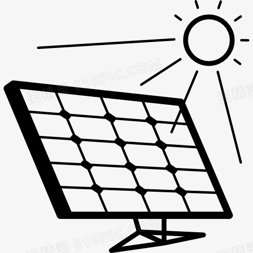太阳能电池板在阳光图标