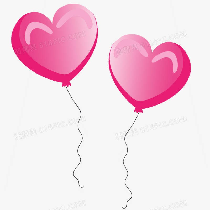 手绘粉色情人节气球免抠元素