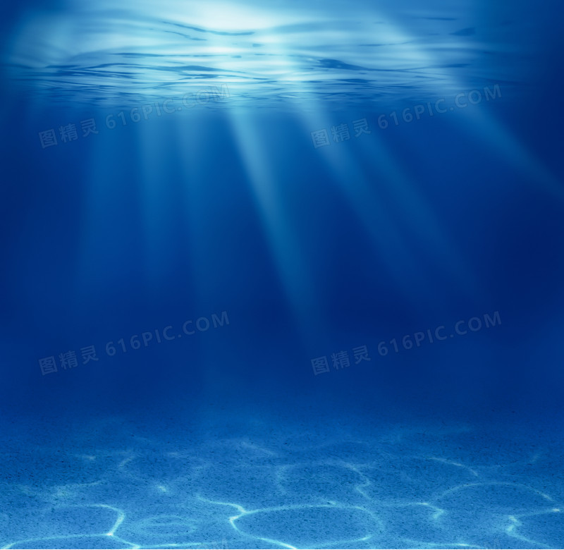 蓝色神秘海洋光线海报背景