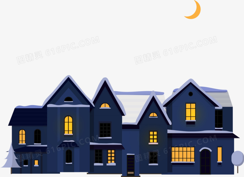 矢量圣诞节房子与月亮