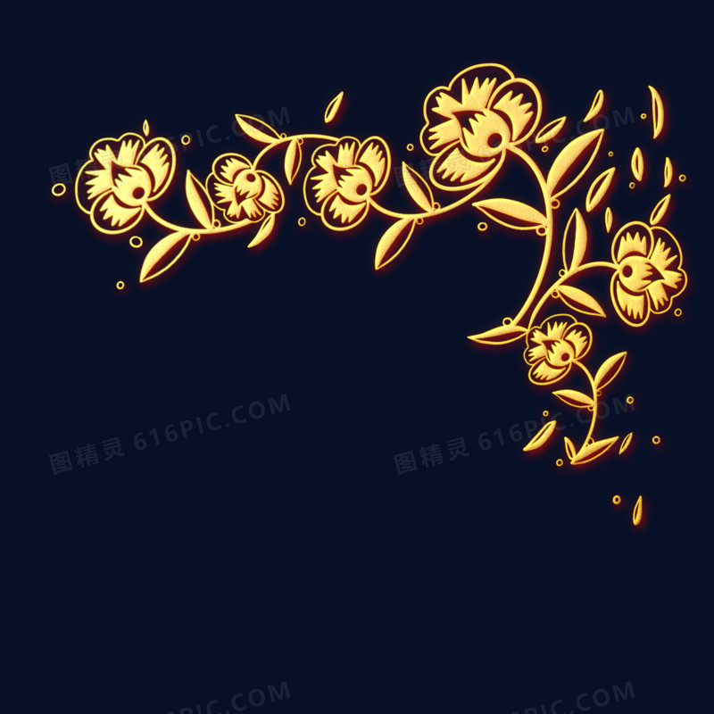 金色浮雕风装饰免抠元素