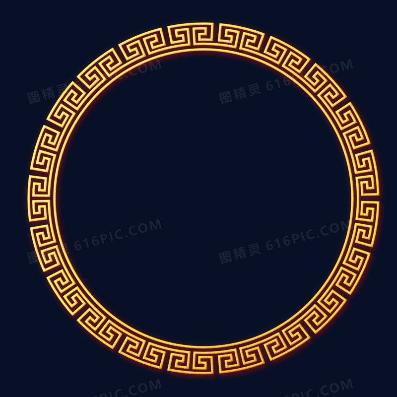 中国风古典纹样圆形边框元素
