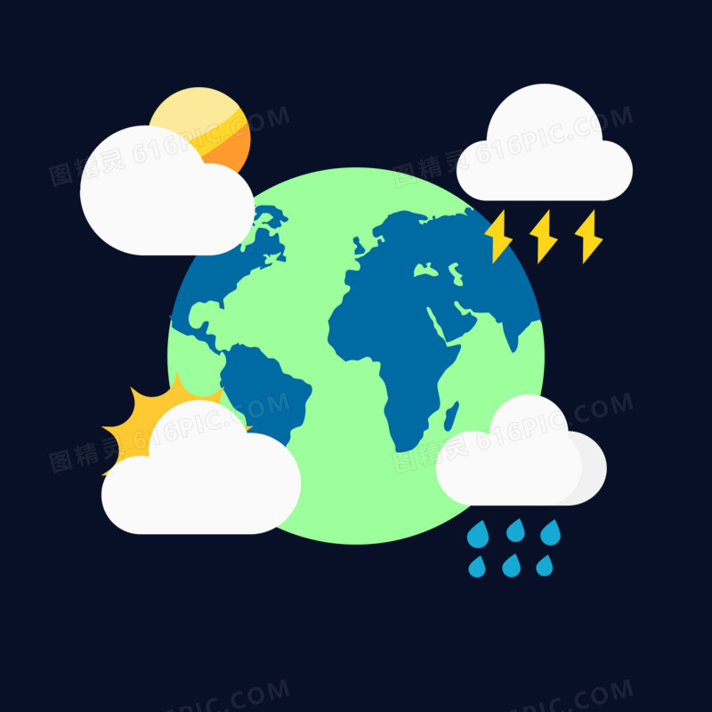 扁平天气气候气象免抠装饰素材