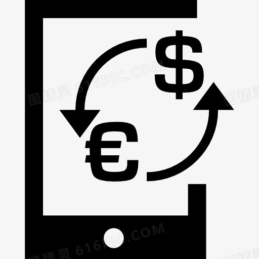 欧元兑美元汇率在货币符号一片图标