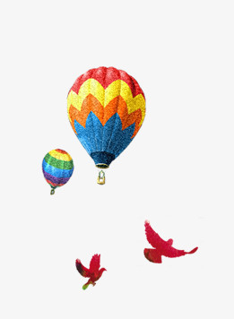 唯美精美彩色气球热气球飞鸟翅膀