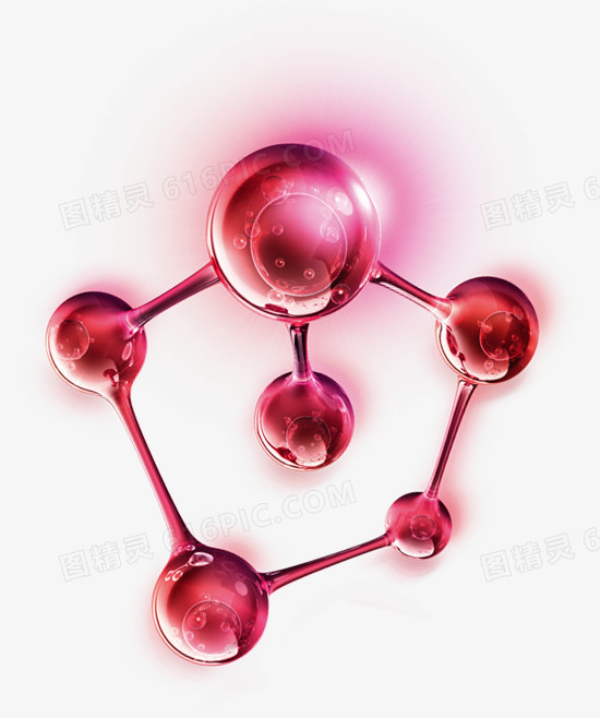 手绘红色分子结构