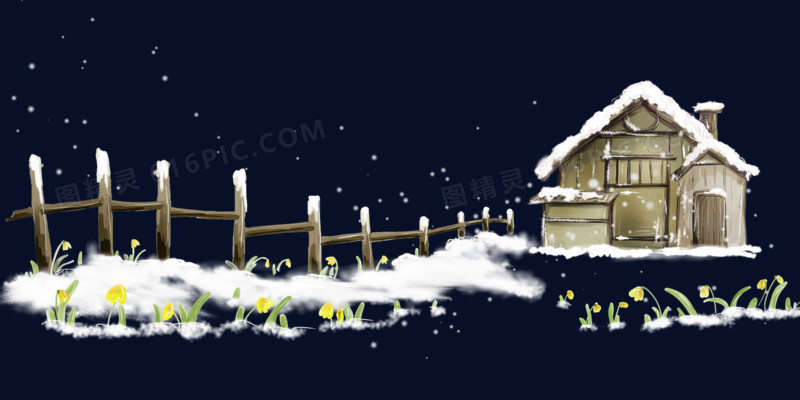 卡通雪地雪屋顶