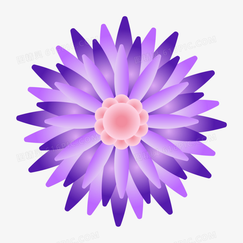 紫色渐变国风花朵装饰元素