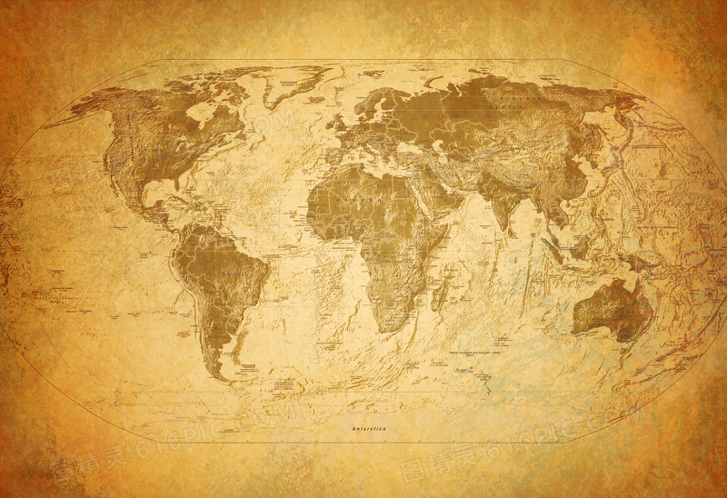 牛皮纸复古世界地图