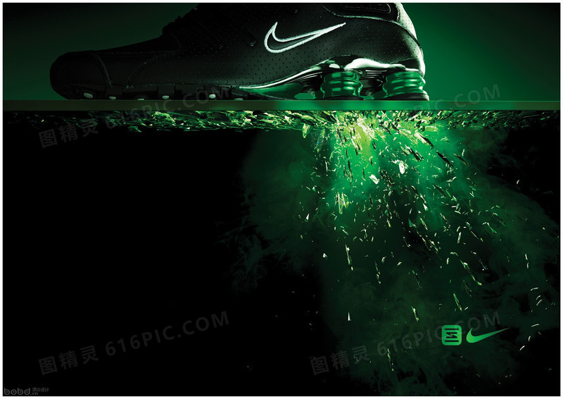 绿色耐克运动鞋海报背景设计图片免费下载_png素材_编号1yqil9g57_图