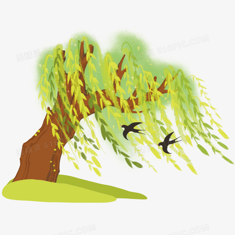 卡通植物柳树漂浮免抠元素