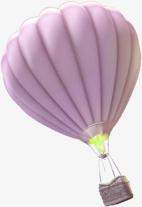 紫色卡通可爱旅行热气球