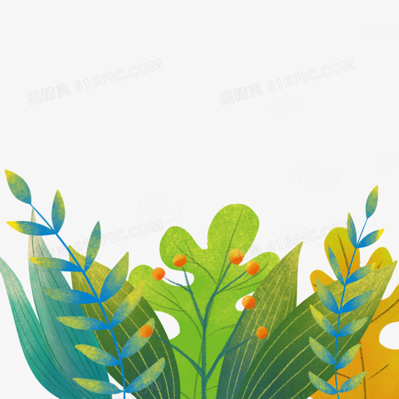 手绘插画风植物装饰免抠元素