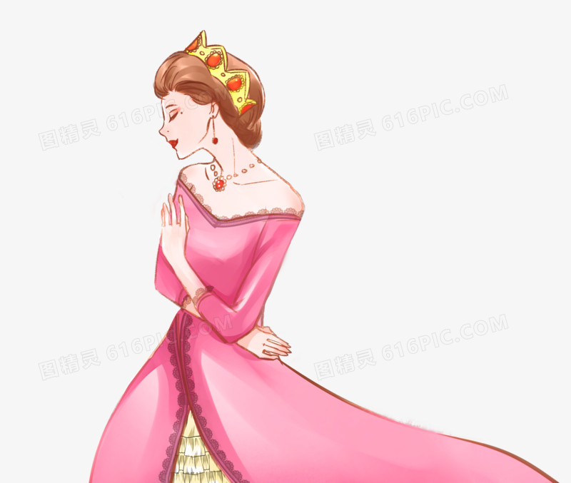 三八女王节带皇冠的女王手绘插画元素