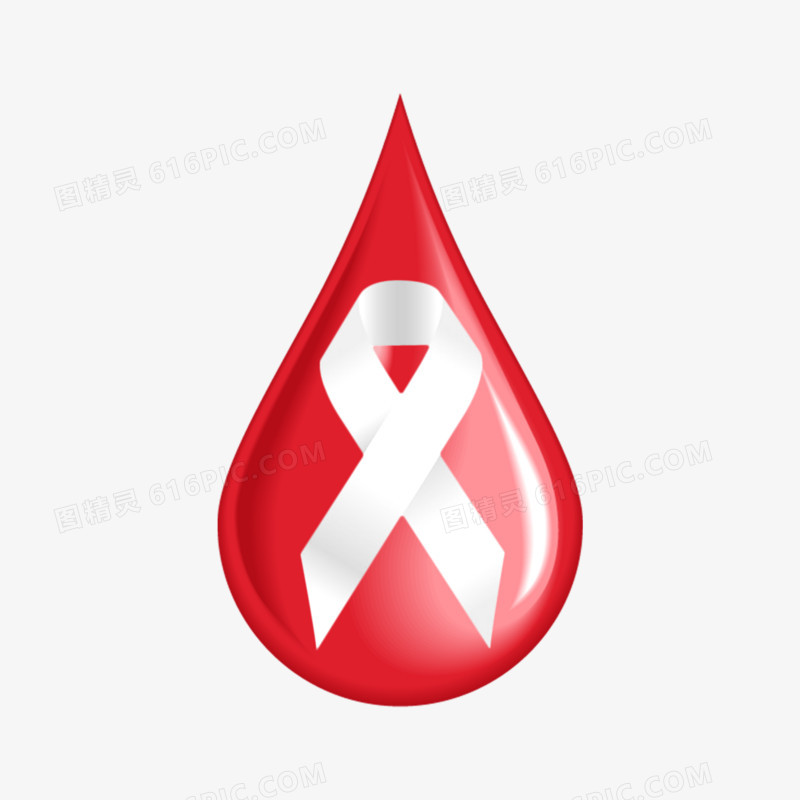 艾滋病红丝带标志符号元素