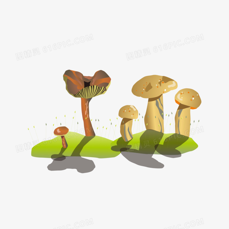 手绘彩色蘑菇矢量元素