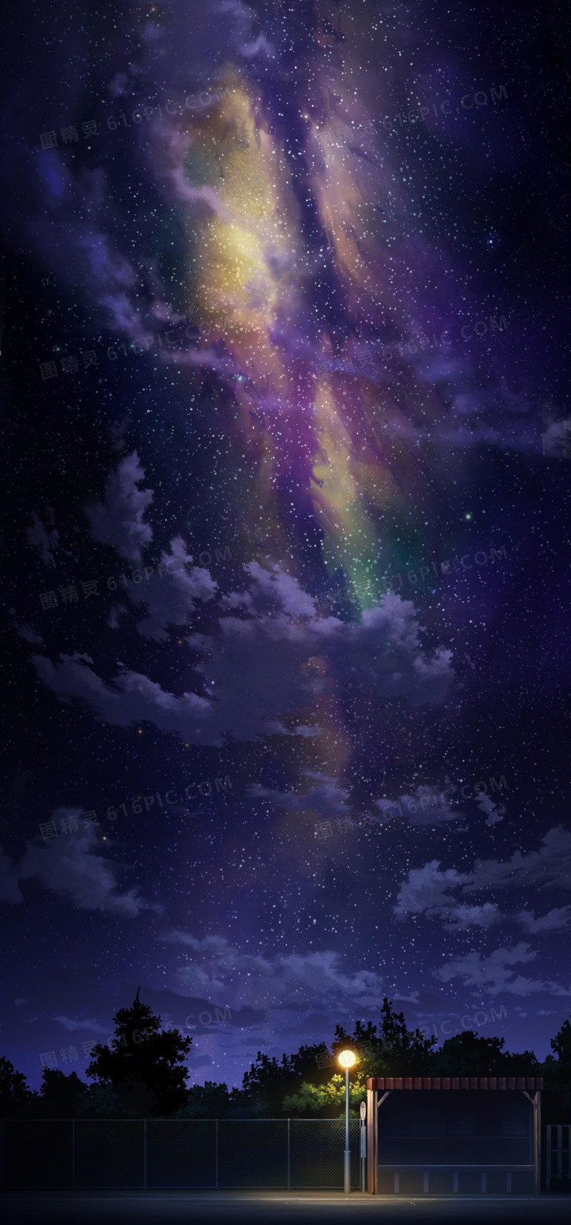 紫色星空银河高清摄影合成