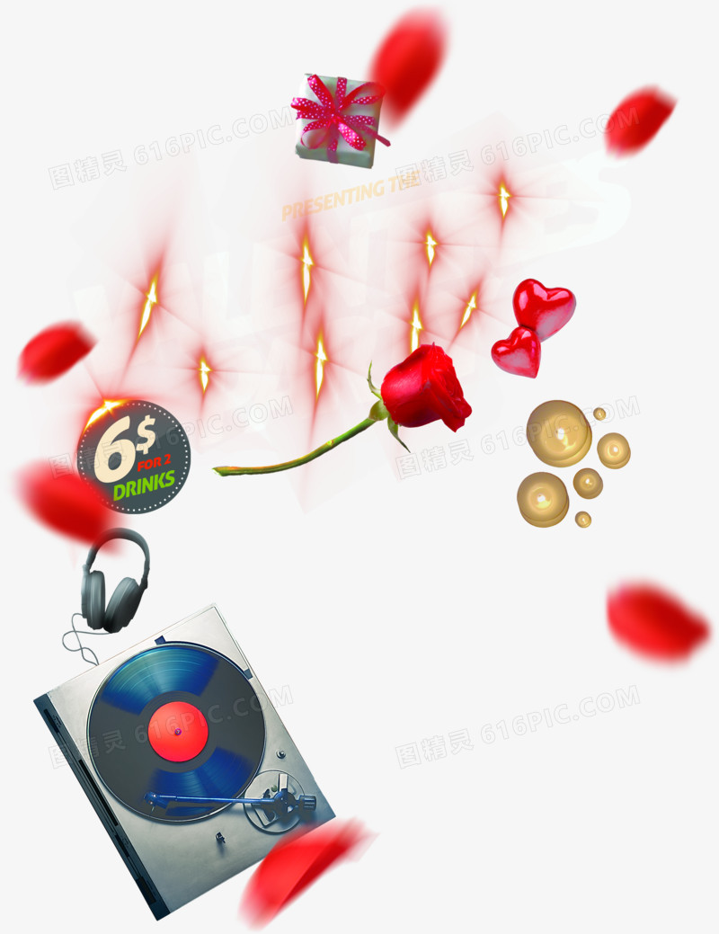 七夕礼盒光晕玫瑰二级花瓣装饰