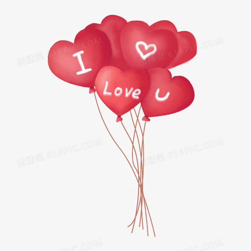 红色爱心漂浮气球素材