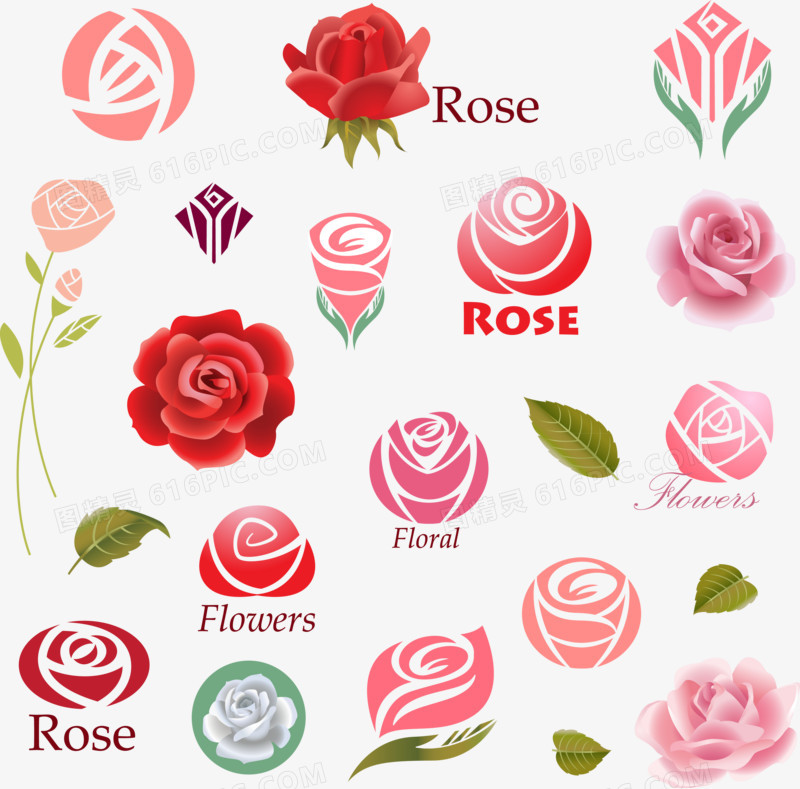 矢量玫瑰图标素材