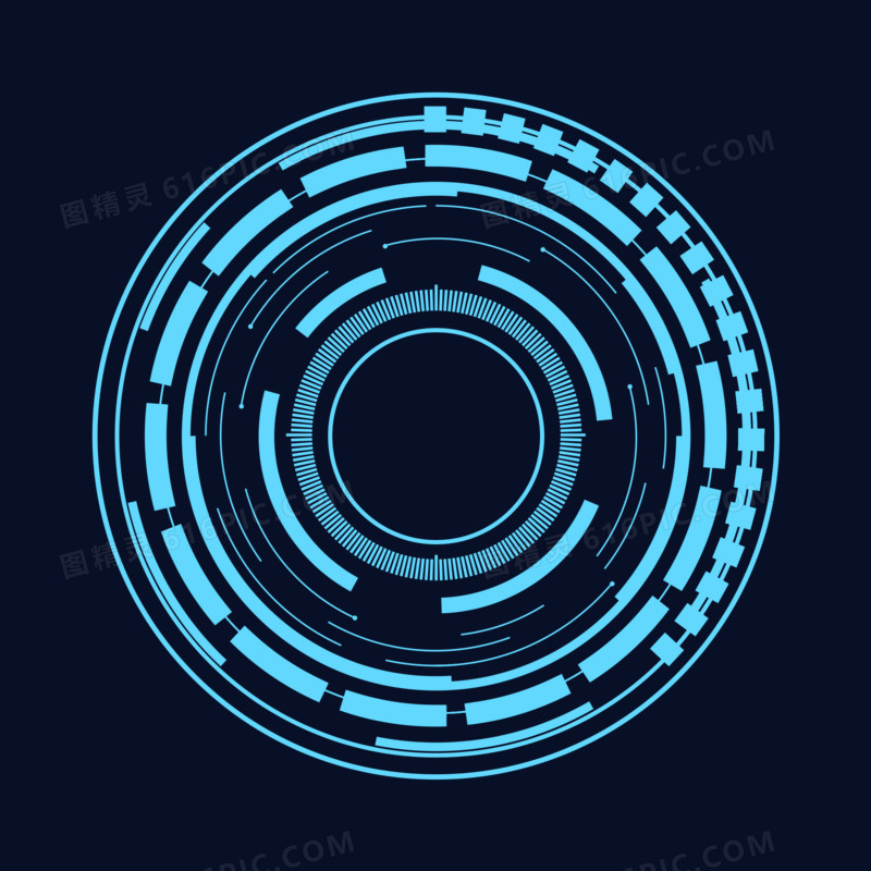 蓝色科技圆环免抠元素