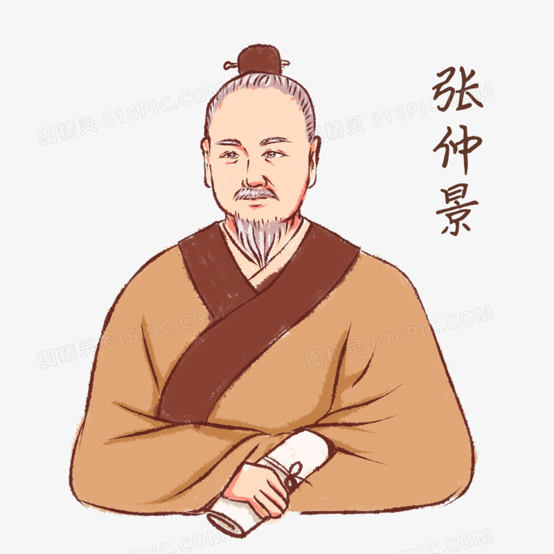 手绘中国传统古代医师张仲景半身像素材