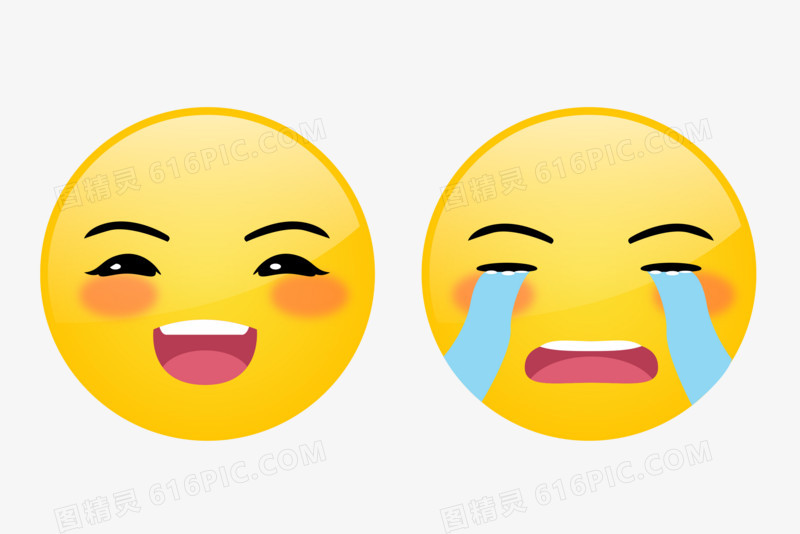 笑脸哭脸表情哭笑面具emoji表情表情包免抠元素创意哭泣