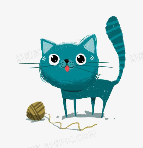 蓝色小猫玩毛线球