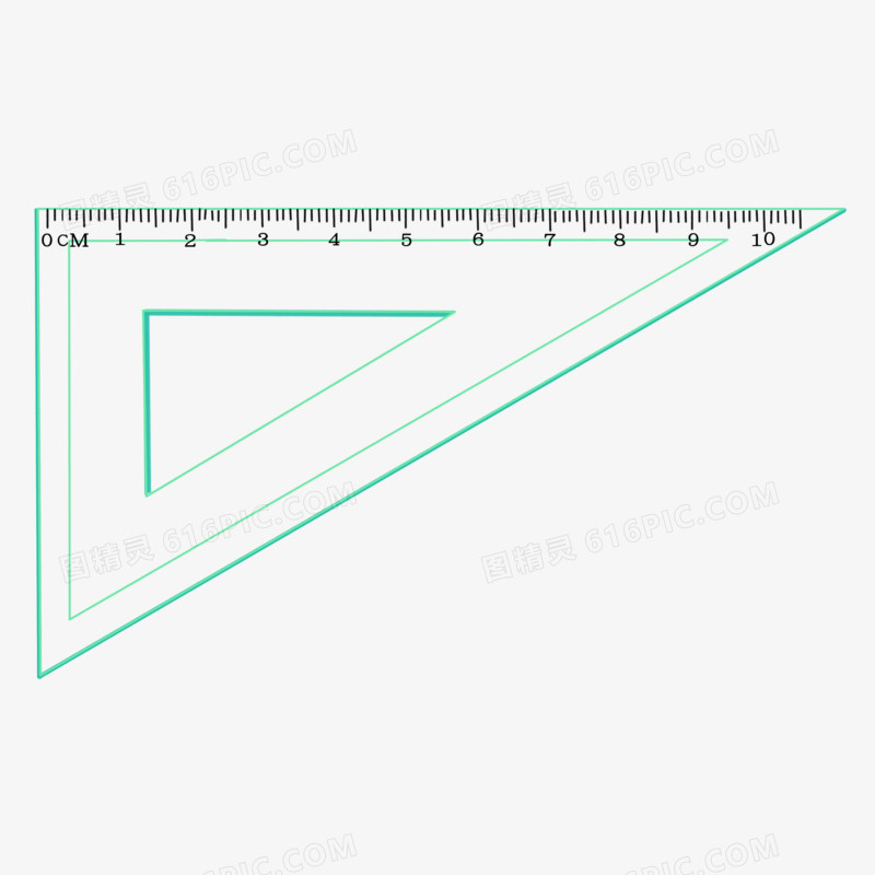 手绘直角三角尺免抠素材